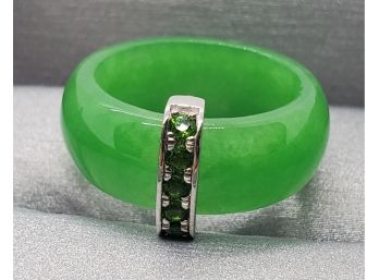 Green Jade, Russian Diopside Ring In Sterling