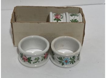 Set Of Four (4) Vintage Italian Porcelain Napkin Rings