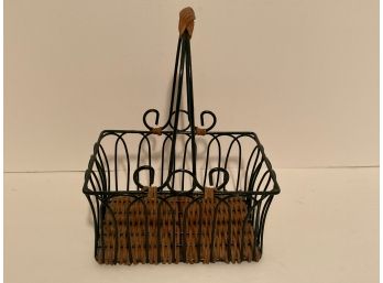 Vintage Metal And Wicker Wire Basket/Napkin Holder