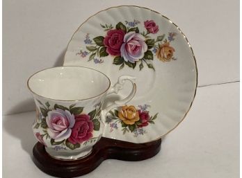 Vintage Royal Dover  English Bone China Floral Tea Cup And Saucer