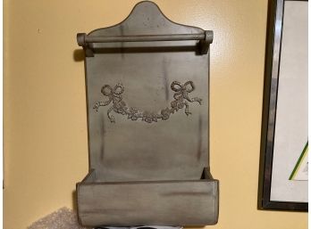 Vintage Rustic Grey Wooden Bill And Mail Holder Wall Accent