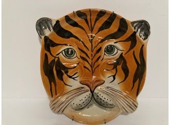 Vintage Ceramic Tiger Face Wall Hanging