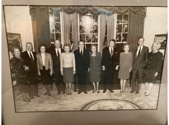 Iconic Black And White Photo Print:  Presidents And Their First Ladies At The Reagan Library In 1991