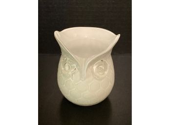 Vintage White Cased Milk Glass Owl Candle Holder