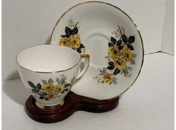 Vintage Royal Trent  English Bone China Yellow Floral Tea Cup And Saucer