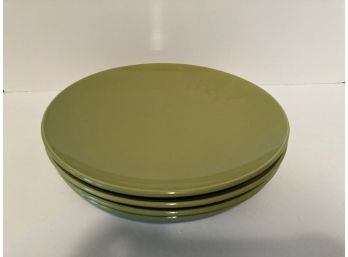 Set Of Four (4) Royal Norfolk Olive Green Dinner Dishes (Microwave And Dishwasher Safe)