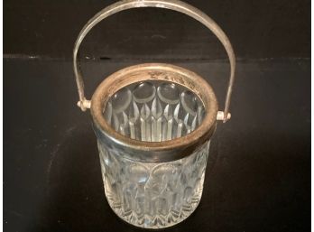 Vintage Silver-plate And Glass Mini Ice Bucket - Tarnished And Will Ned Cleaning