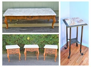 Marble Coffee Table And End Tables