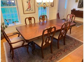 Raymour And Flanigan Mahogany Dining Set - Extendable Dining Table And 6 Chairs - Original Cost $1600