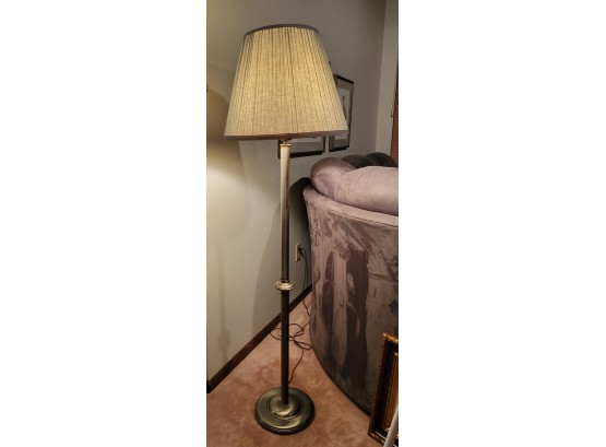 Standing Lamp With Metal Base And Grey Shade