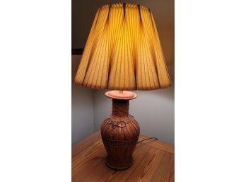 Woven Base Table Lamp With MCM Shade
