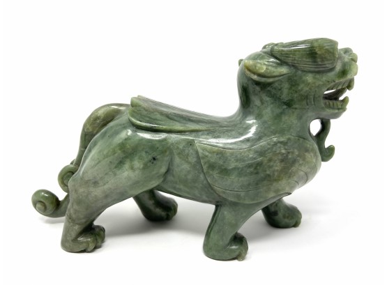 Green Stone Foo Dog Sculpture