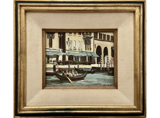 Original Framed Painting Of Venetian Gondolier - Oil On Canvas