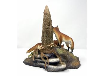 Vintage Boehm Bone Porcelain Limited Edition 'Red Fox Family' Sculpture