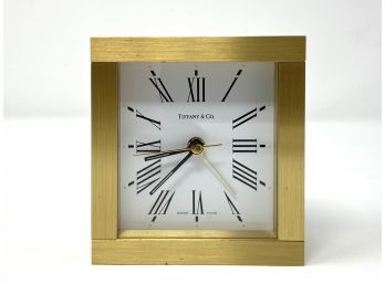 Tiffany & Co. Solid Brass Paperweight Desk Clock