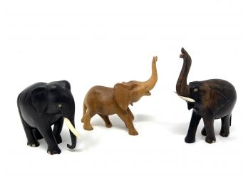 Vintage Wooden Elephant Trio