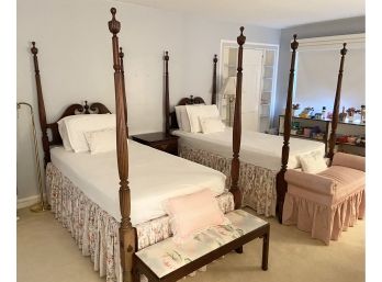 Pair Of Wooden Twin Four Poster Bed Frames