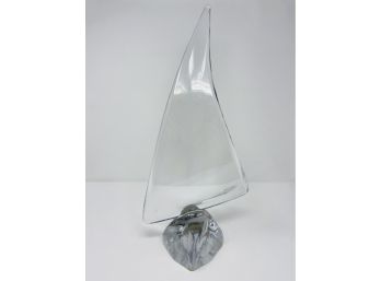 Beautiful 20 Inch Tall Daum France Crystal Sailboat, Vintage 1960s