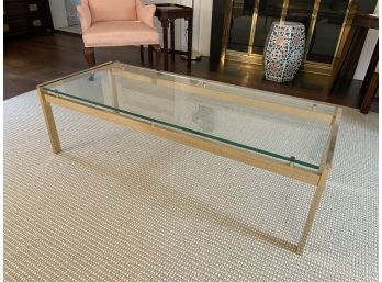 Vintage Rectangular Glass Top Coffee Table