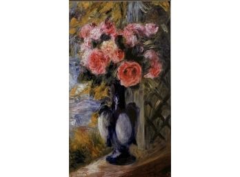 Renoir Lithograph, Roses In A Blue Vase