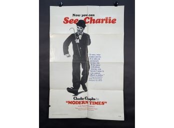 Chaplin In Modern Times Vintage Folded One Sheet Movie Poster