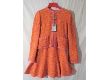 St. John Couture Orange 2 Piece Skirt Set Original Tags