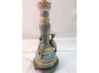 Vintage Frederick Cooper Porcelain Woodpeckers Table Lamp