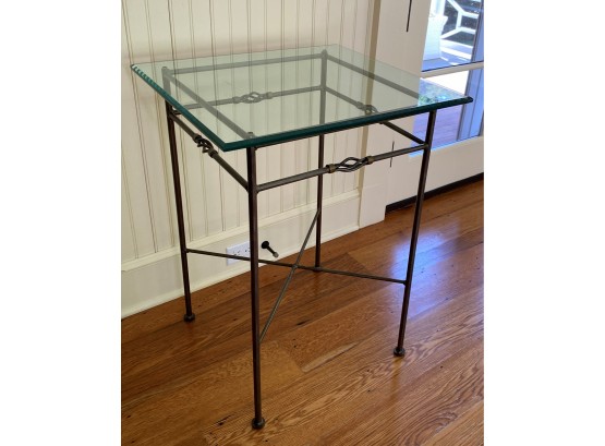 A Glass Top Metal Legs Side Table