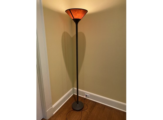 A Classic Metal Floor Lamp With Mica Style Shade - 14' X 71'h.