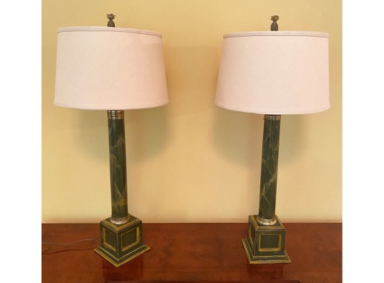 A Pair Of French Empire Style Table Lamps With Shade
