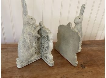 A  Cast Resin Bunny Bookends