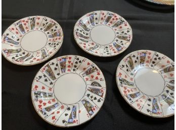 A Churchill Brand Made In England Cut For Coffee Playing Cards Four Plates
