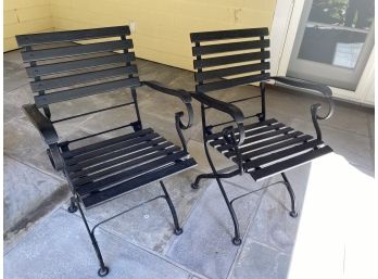 Painted Black Pair Of Foldable Outdoor Chairs