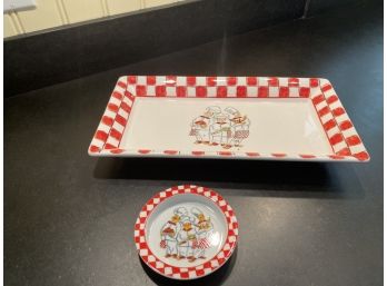 White And Red Checkered - Happy Chefs Serving Plate By Goddinger