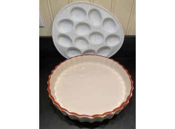 A Ceramic Egg Platter By Cordon Bleu And TG Green Ltd, Church Gresley England Pie Dish