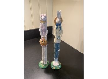 A Cast Resin Decorative Easter Bunnys Skinny Figurines