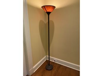 A Classic Metal Floor Lamp With Mica Style Shade - 14' X 71'h.