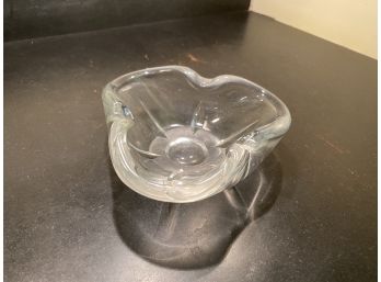 A Crystal Hand Blown Ash Tray Signed