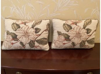 A Pair Of Flower Design Decorative Pillow By Williamsburg.