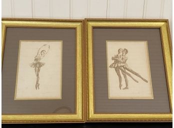 A Pair Of Framed, Signed,  Ballet Dancers Print 10' X 12'