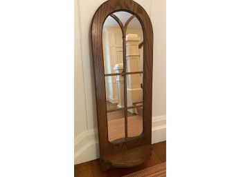 A Vintage Oak Wall  Hanging  Mirror With Shelf 17' X 47'h.