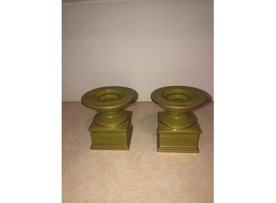 Pair Of Green Candleholders