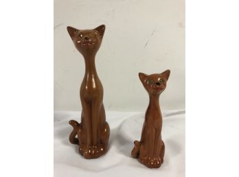 2 Vintage Plastic Cats (made In Hong Kong)