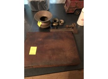 Tobacco Lot: 3 Spitoons & Cigar Cutter