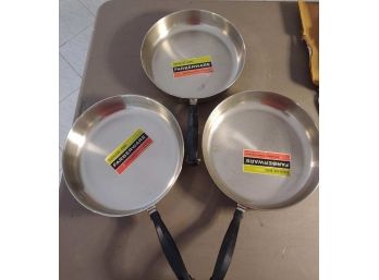 3 Faberware Fry Pans Stainless Steel