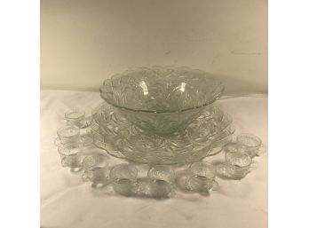 Large Heavy Crystal Punch Bowl W/underplate (no Ladle) 9 Cups