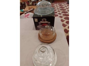 3 Cheese Dishes W/ Glass Domes
