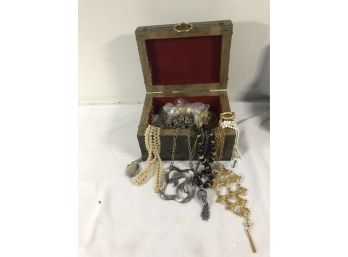 Jewelry Box With Contents Of Costume Jewelry (lot B)