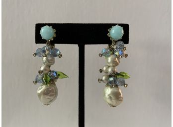 Vendome Sparkle Drop Earrings With Seed Pearl Accents