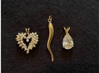 Three Pendants Including 14K Gold Filled Cornicello Charm